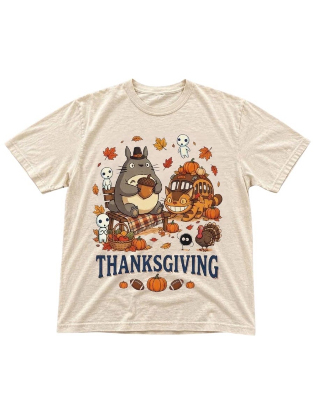 Cream Thanksgiving Graphic Tee, Totoro anime shirt